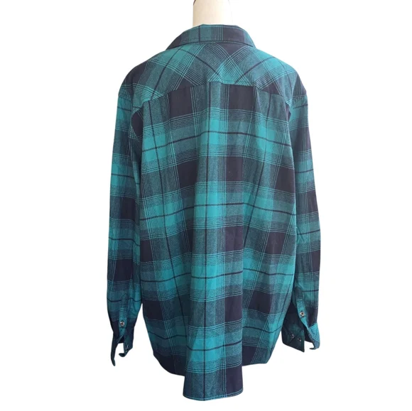 Natural Reflections Teal and Black Checkered Plaid Shirt Size 2X NWT - Picture 3 of 4